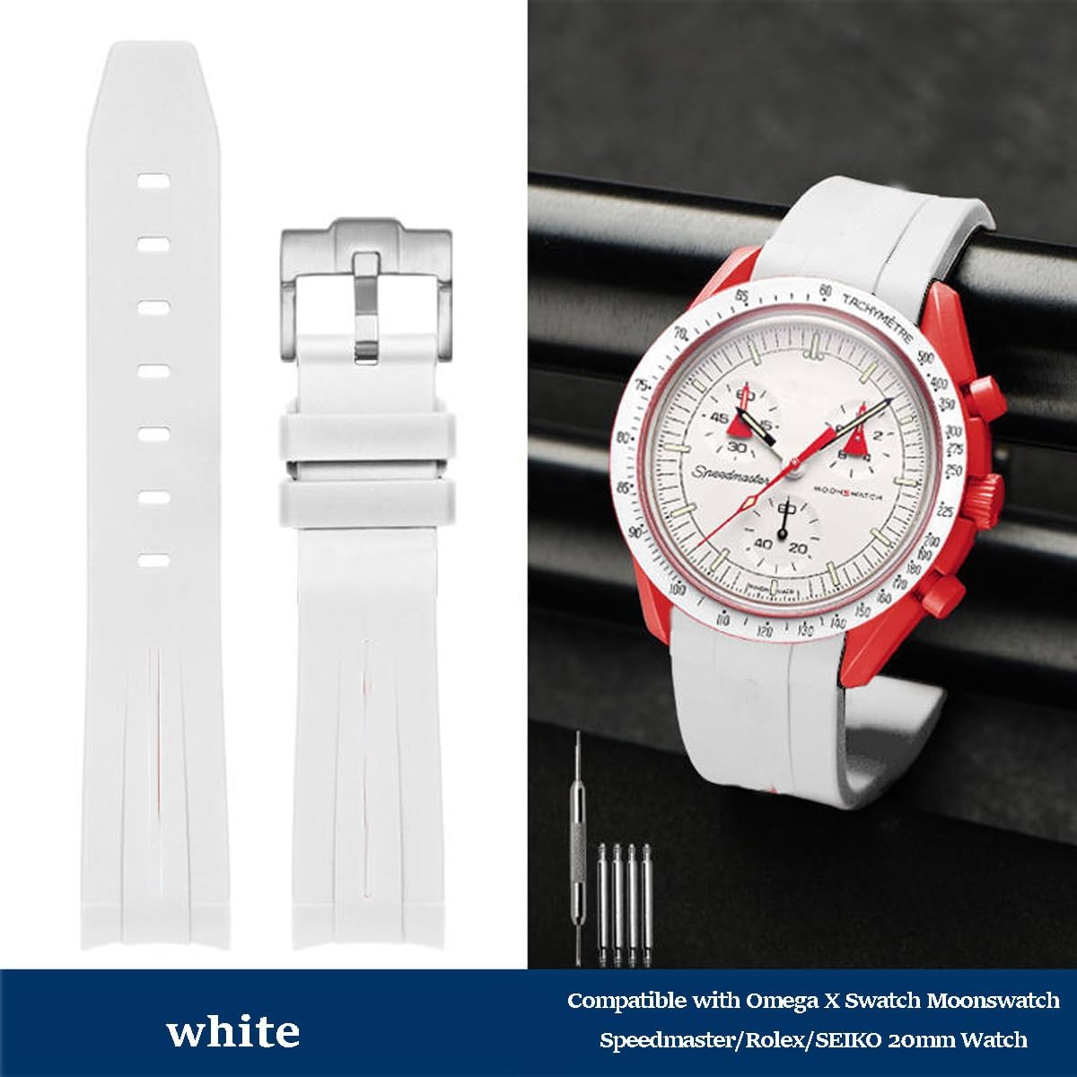 Niziruoup 20mm watch strap stainless steel buckle detail