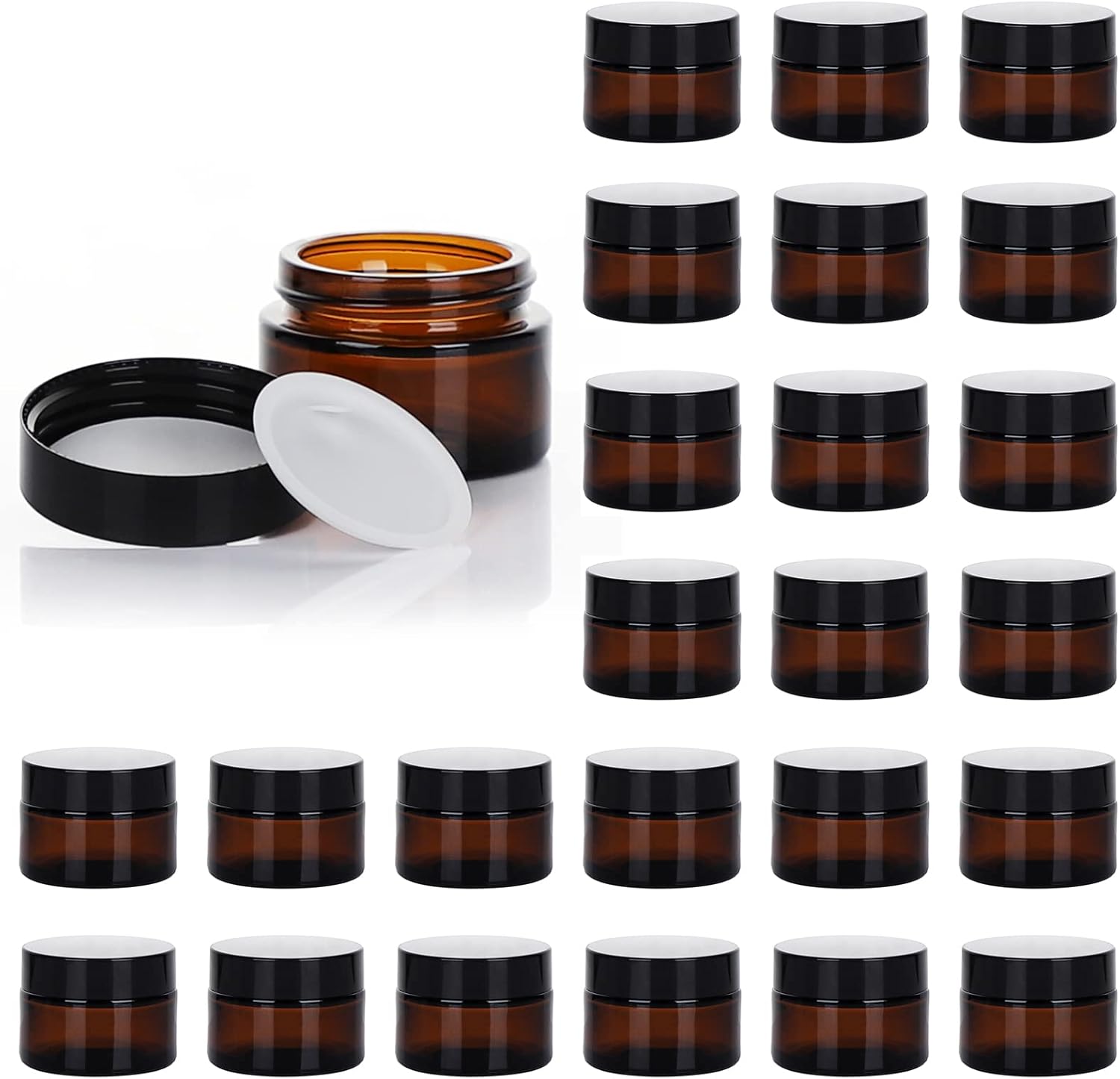 Hoa Kinh 1 Ounce Amber Glass Cosmetic Jars front view