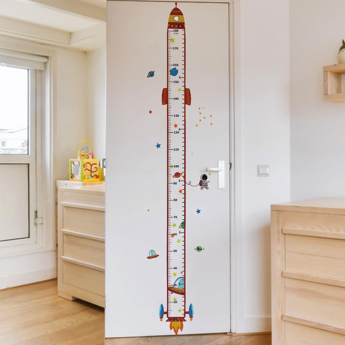 DEKMILE rocket space height growth chart decal front view tracking children growth on bedroom wall