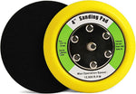 SUBRILLI 4 Inch Hook and Loop Backing Plates front view displaying yellow polyurethane design and threaded core