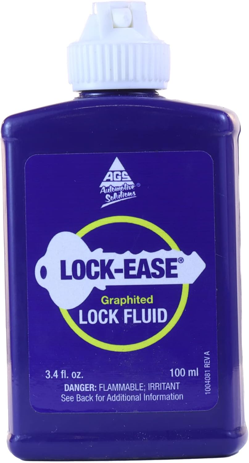 AGS American Grease Stick Lock-Ease Graphited Lock Fluid 3.4 Fluid Ounce bottle front view showing product labels.