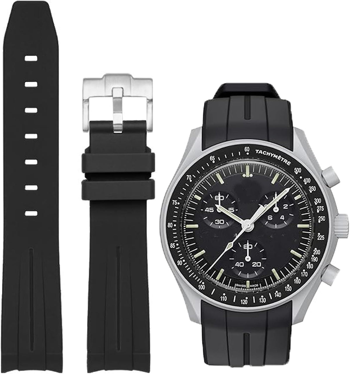 Rubber Strap for Moonswatch Watch,Curved No Gap,Premium Soft Durable Silicone Rubber Band Compatible with Omega x Swatch MoonSwatch Speedmaster 20mm Replacement Band Strap for Men Women - Image 11