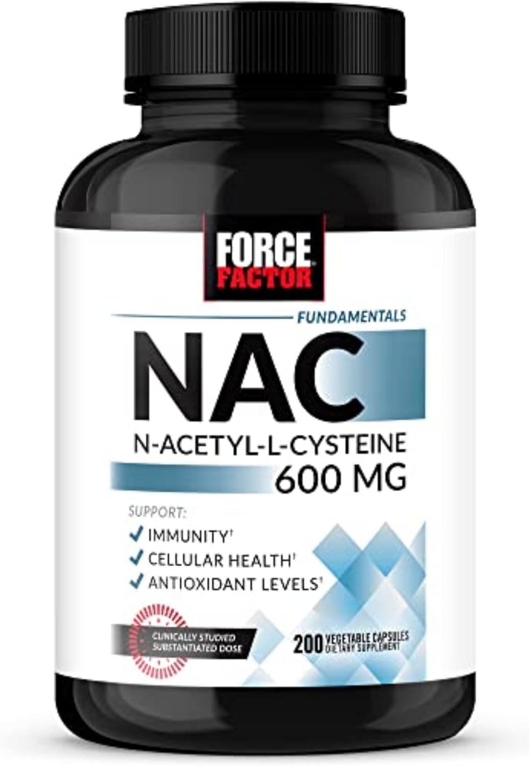 Force Factor NAC 600 mg, N-Acetyl Cysteine for Liver Health, Immune Support & Antioxidant Production, Clinically Studied Dose, 200 Servings - Image 1