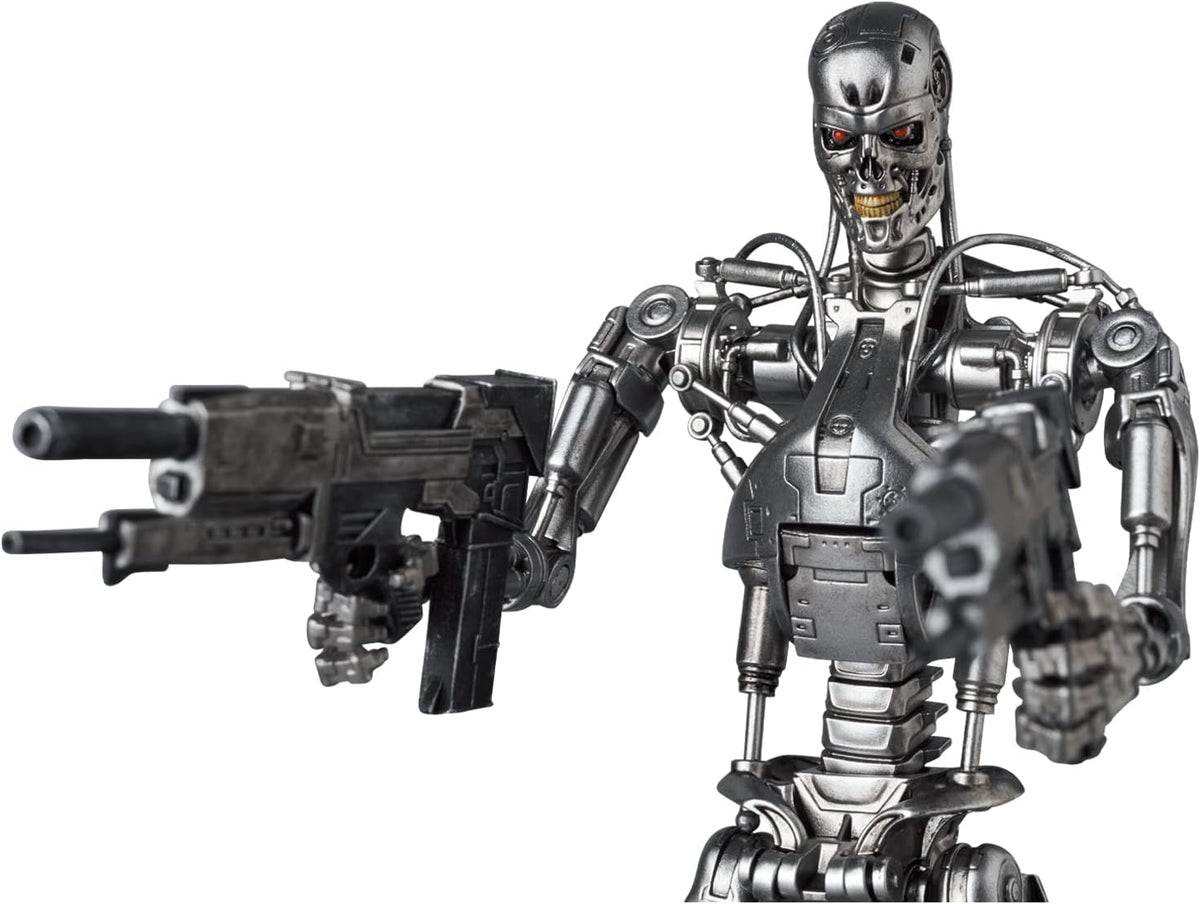 Terminator 2 Endoskeleton figure displayed with adjustable stand