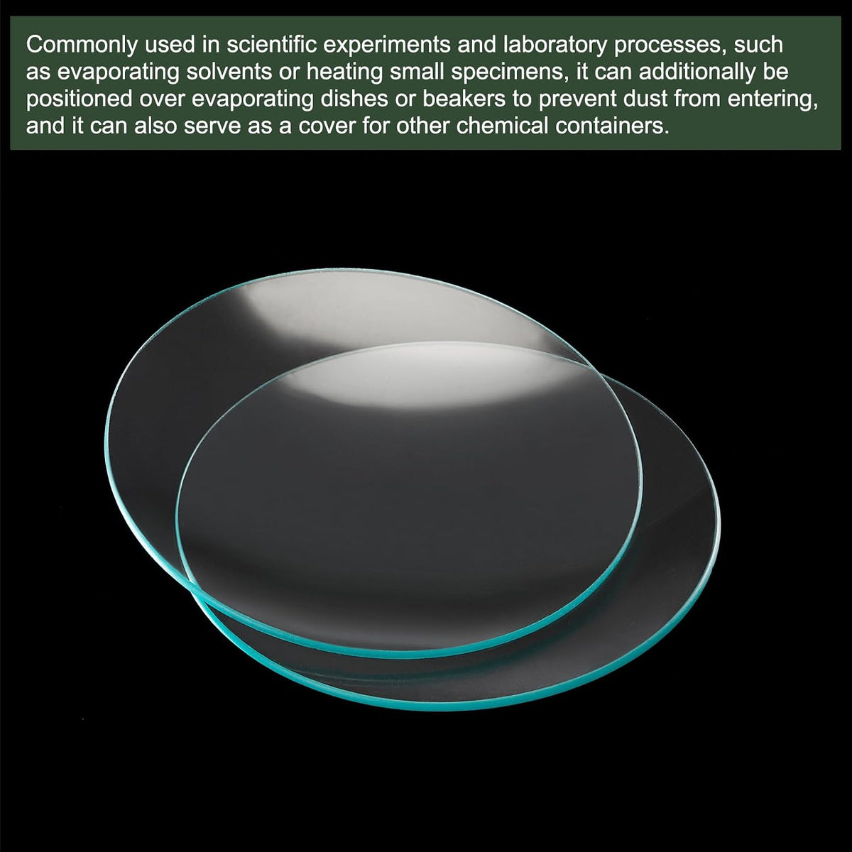 Yokive 100mm watch glass dish angled to show concave convex profile and thickness