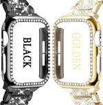 Lesampo rhinestone smartwatch protective frame trio set in black golden and silver colors displayed together
