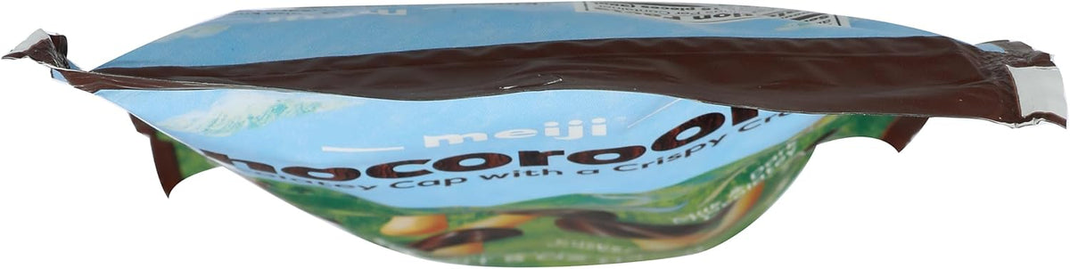 Meiji Chocorooms snack showing milk and dark chocolate top