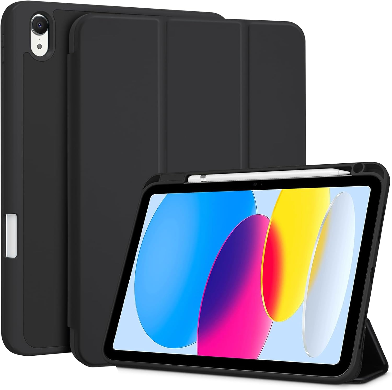 ProCase iPad 10th Generation Case front view in black showing sleek profile