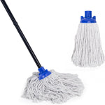 KeFanta floor cleaning mop complete set front view showing handle and blue cotton string head.