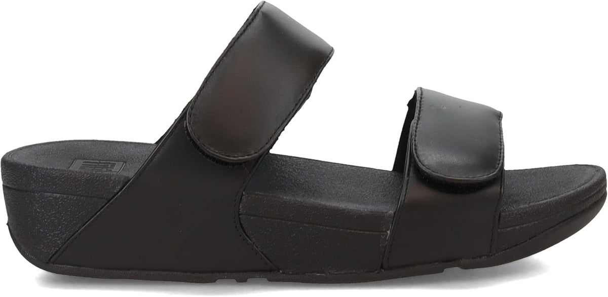 FitFlop women's lulu adjustable leather slides top angle
