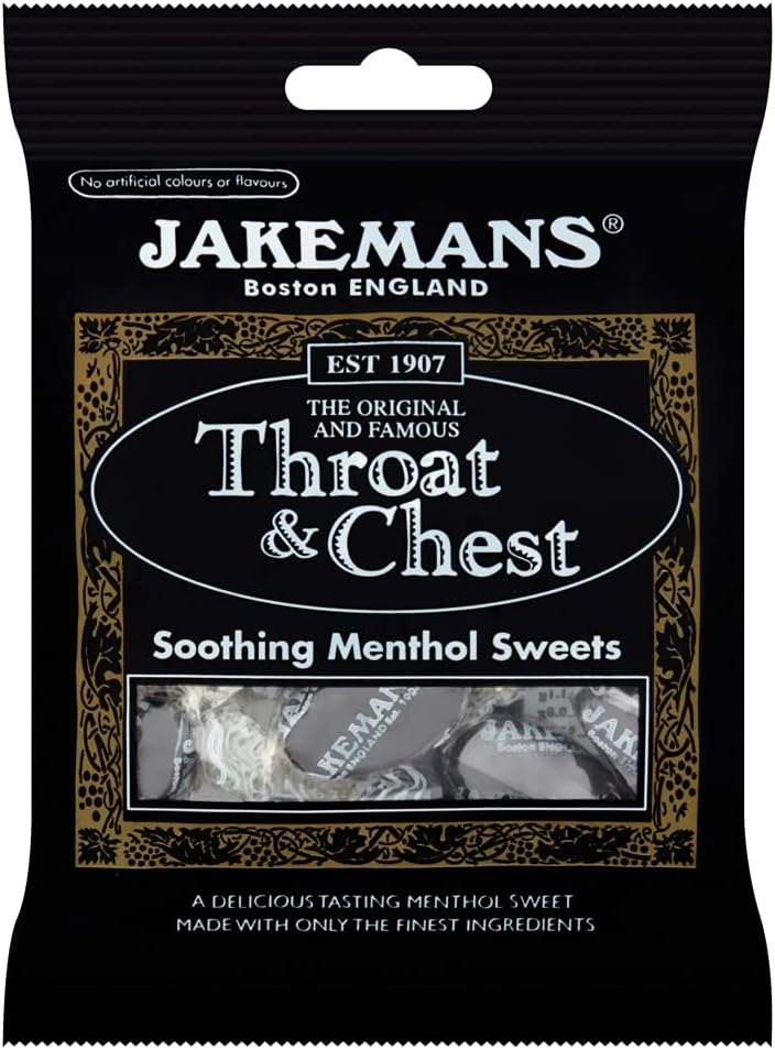 Jakemans Throat and Chest Menthol Sweets 100G - Image 1