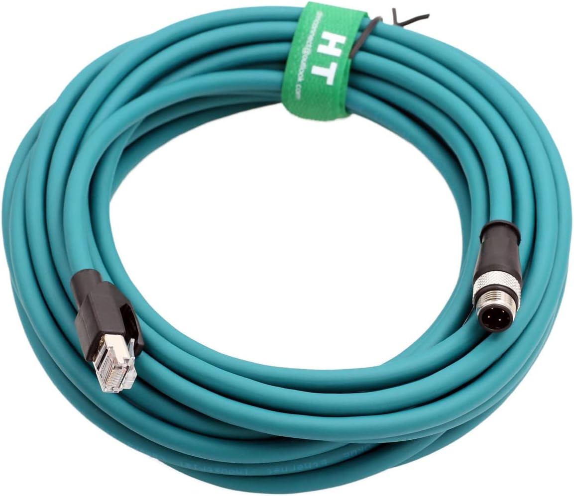 Industrial Ethernet M12 4 Pin D-Coded RJ45 CAT5e Cable, Profinet Fieldbus Network Control LED PoE Power Sensor Shielded Blue 4m - Image 13