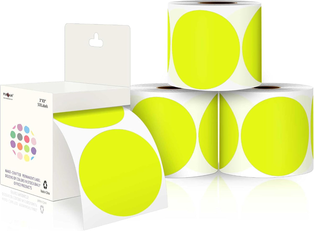 PARLAIM 3 Inch Round Color-Code Dot Stickers, 500PCS Inventory Labels Color Code Stickers Dispenser Box,Gold Circle Sticker Labels for Inventory &Family School Storage Bins Label (Gold) - Image 12