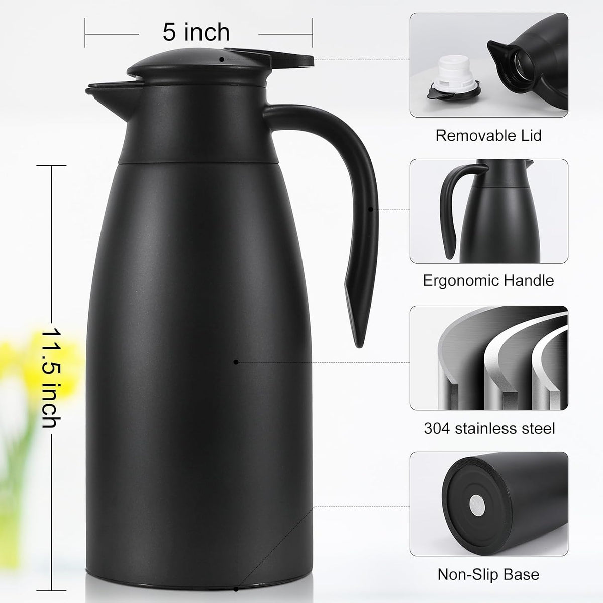 Dumfoin vacuum coffee pot leak-proof lid close-up