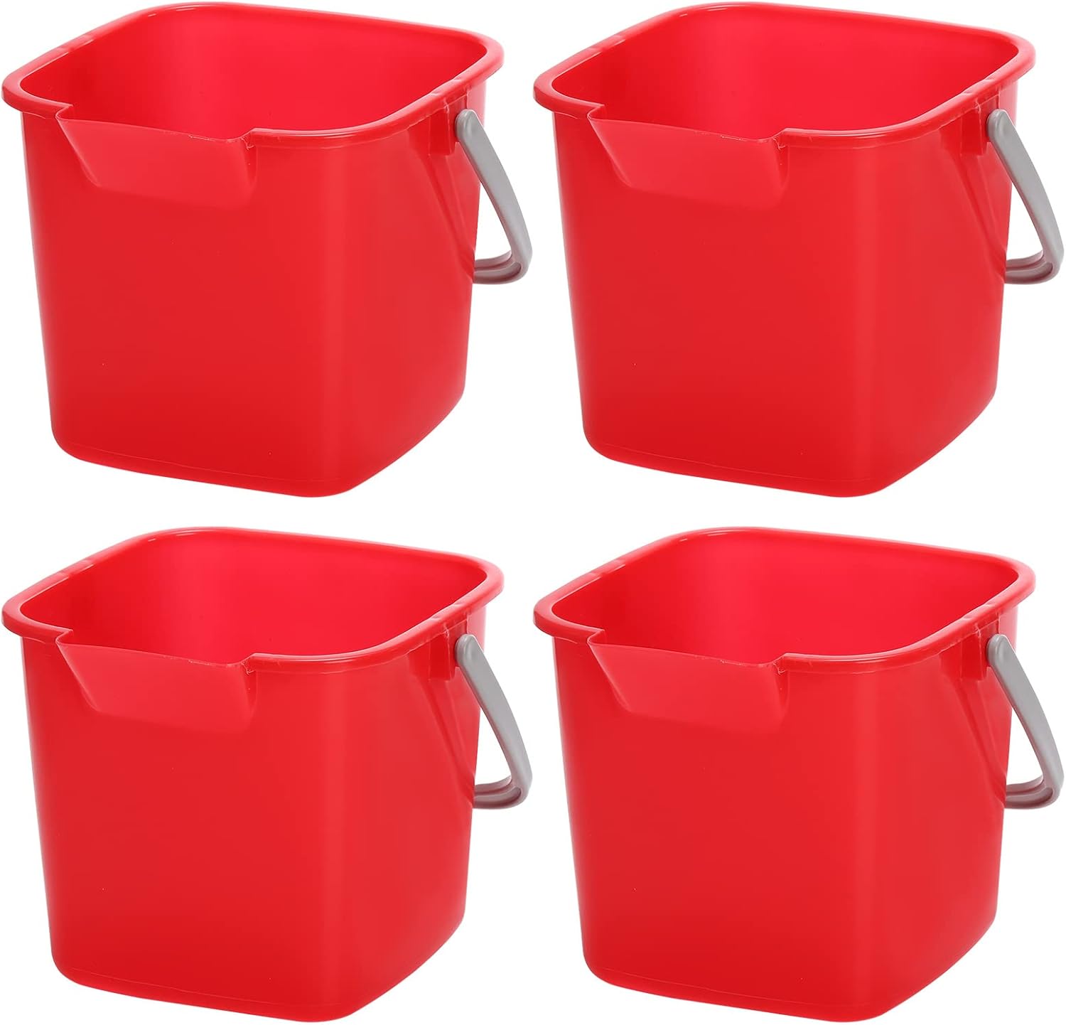 Peohud 4 pack square sanitizing buckets front view for commercial kitchen cleaning