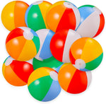 SCIONE inflatable beach balls twenty four pack front view of classic rainbow toys