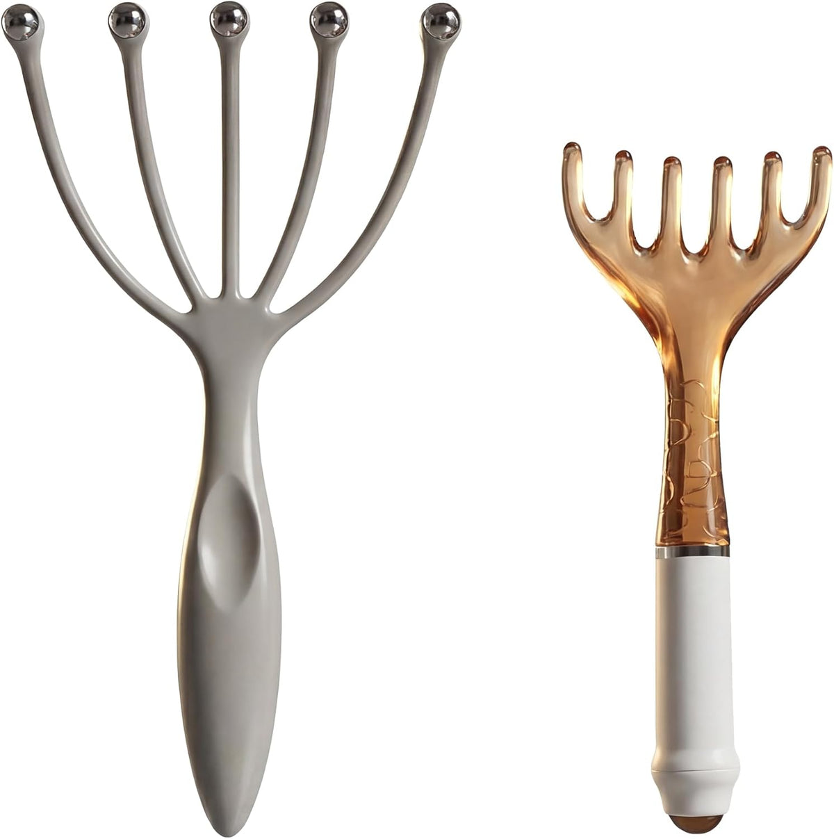 Inoostar scalp massager and gua sha tool set front view showing grey manual claw and brown resin comb