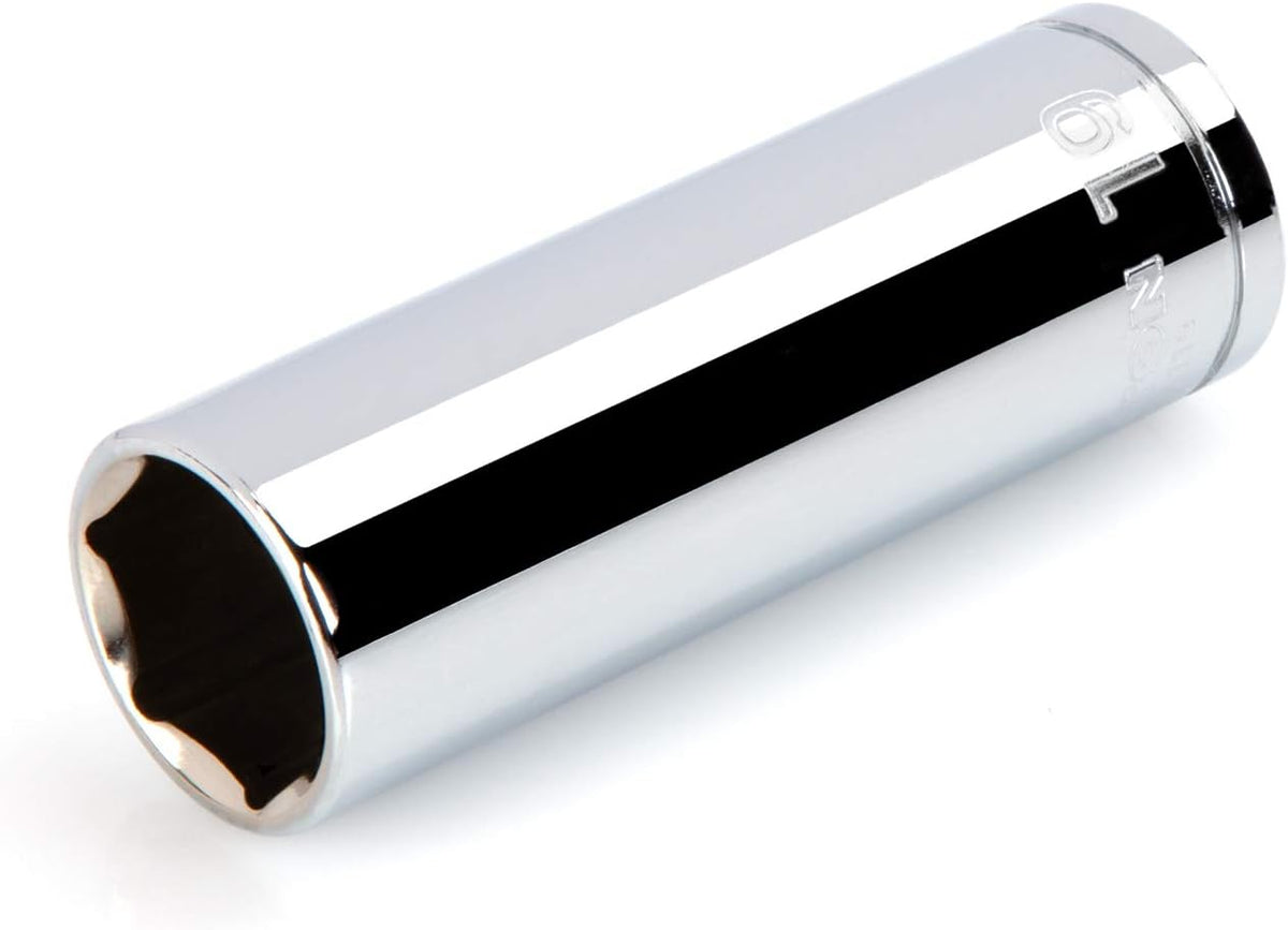 Tekton 1/2 inch drive 19 mm deep socket front view