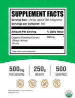 BulkSupplements Rosehip Extract nutritional label and serving size