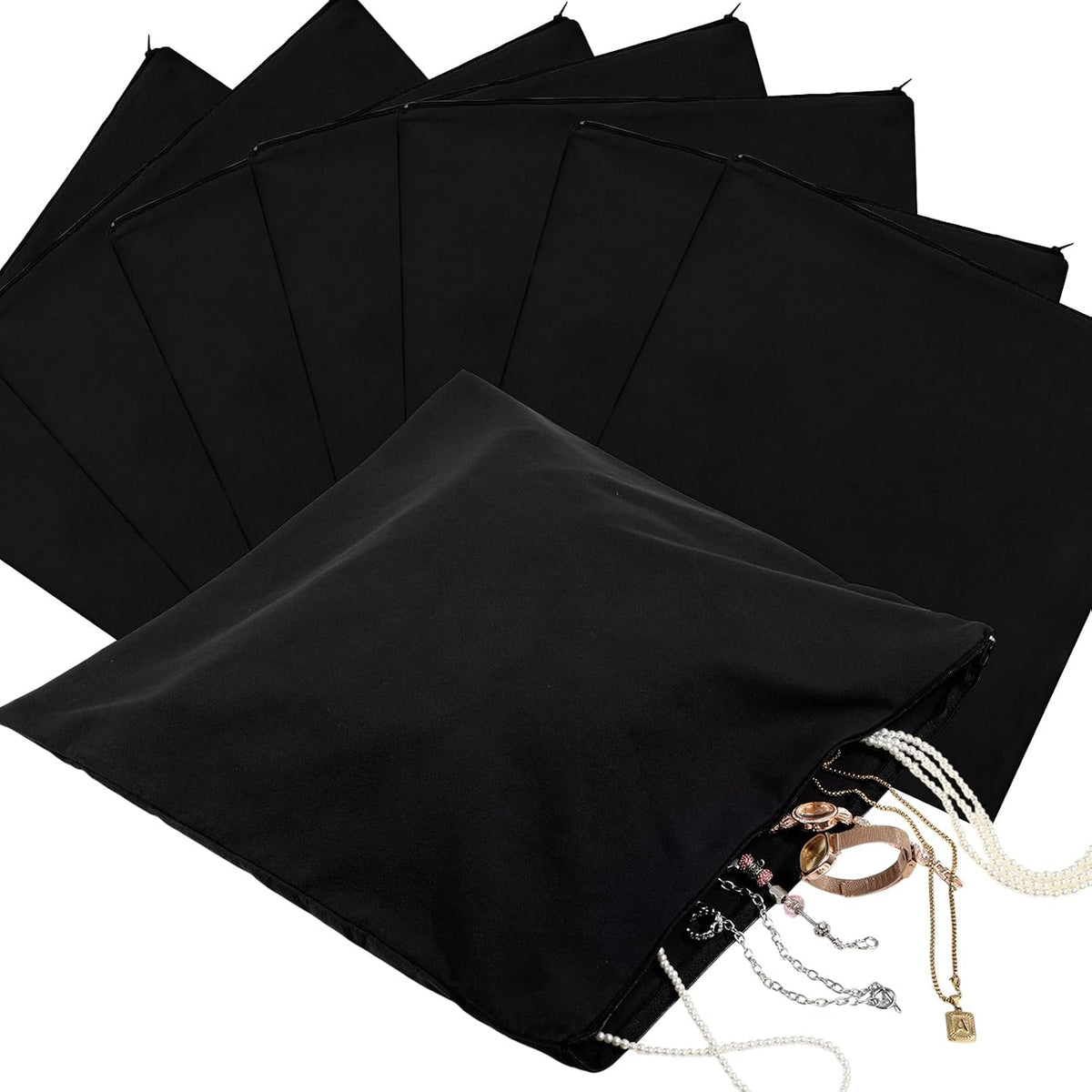 Sanwuta 8 Pcs Zippered Silver Storage Bags Anti Tarnish Silver Pouches Keeper Jewelry Storage Protector Bags(7.9 x 7.9 Inch,Black) - Image 15