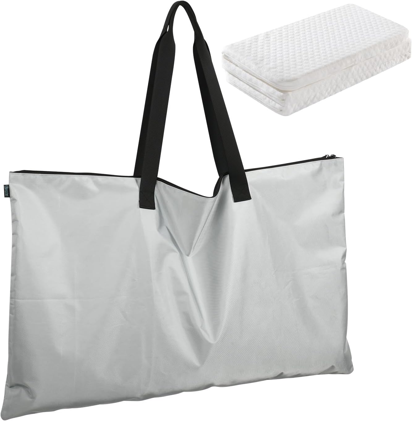 Beautyflier playard mattress storage bag front view showing gray nylon fabric