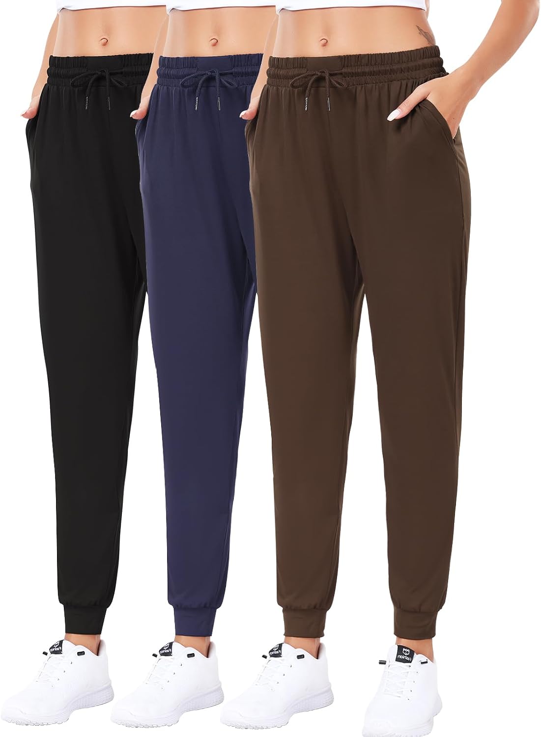 3Pack Joggers for women, Women sweatpants with pockets lounge casual pants | 2 PocketsBreathable,Stretchy Fabric,Adjustable Drawstring,Soft Skin-FriendlyComfy Yoga Workout Pants - Image 9