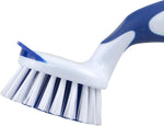 Close-up of Dawn Mini Kitchen Brush cross-action bristles designed for scrubbing baked-on food