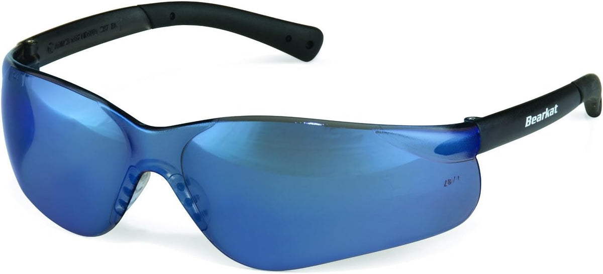 MCR Safety BearKat safety glasses front view with blue mirror lens