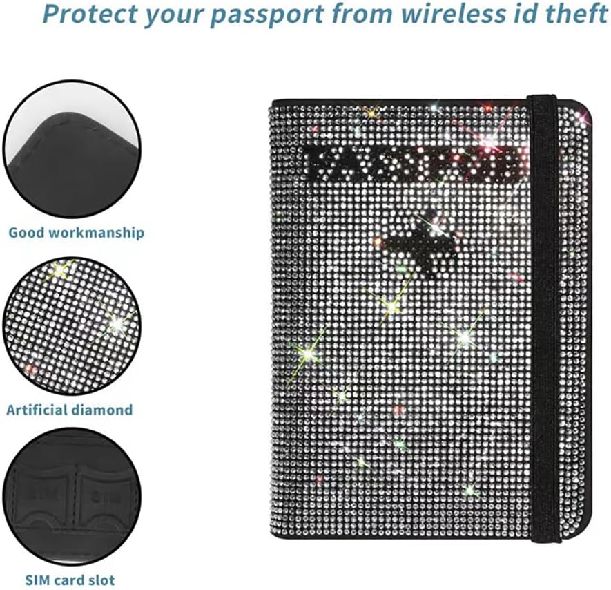 KUPAO silver crystal passport cover side angle