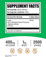 BulkSupplements marigold flower extract eye supplement nutritional facts label
