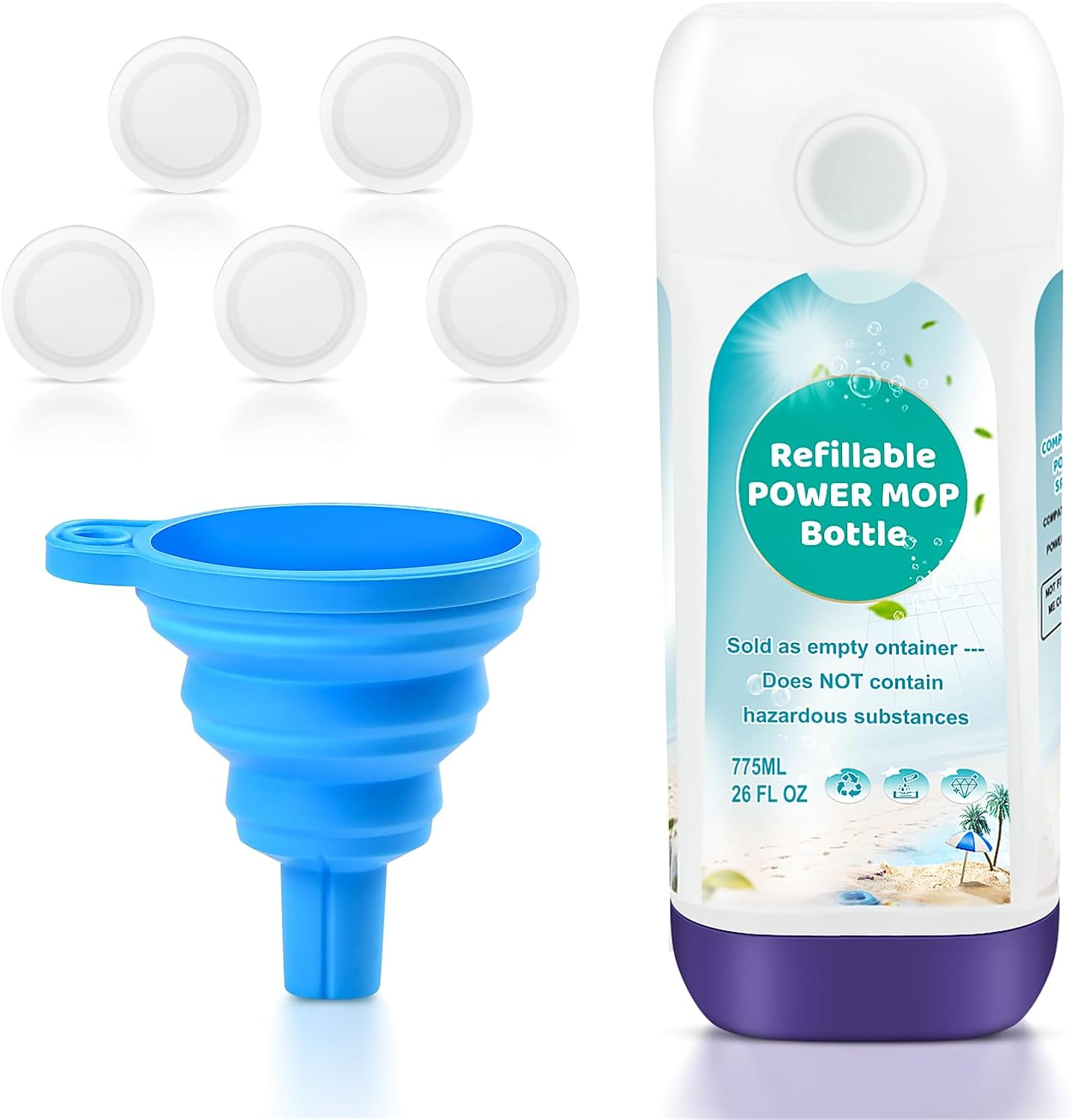ZQZiQi Refillable Bottle for Swiffer PowerMop front view for floor cleaning