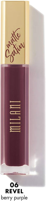 Milani Amore Satin Matte Lip Creme Revel bottle with gold cap shade view