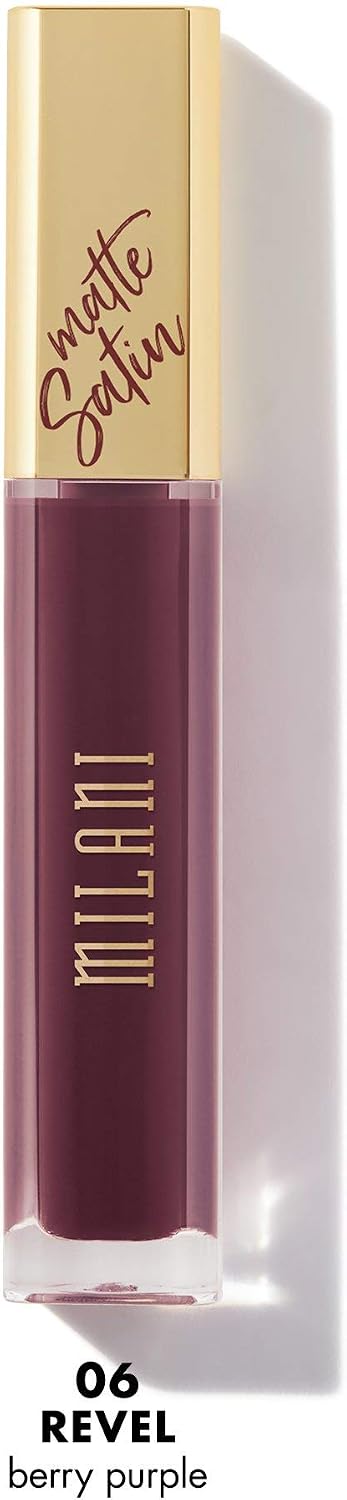 Milani Amore Satin Matte Lip Creme Revel bottle with gold cap shade view