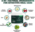 DRMOIS healthy mouth cleaning powder back label with instructions for dogs and cats
