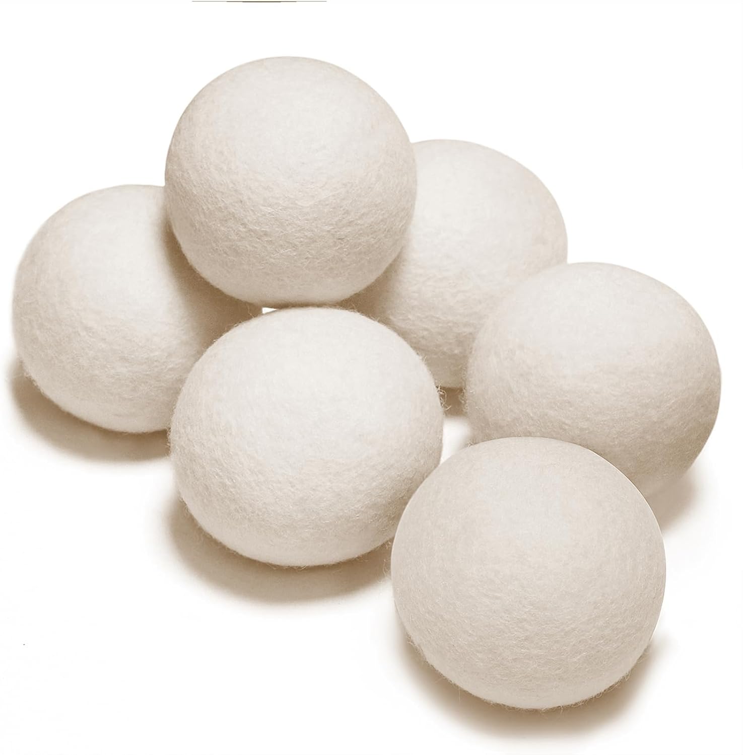 100% New Zealand Wool Dryer Balls L Size – 6 Pack, Organic & Chemical-Free Fabric Softener, Baby Safe & Hypoallergenic, Reduces Static, Wrinkles & Drying Time, Reusable for 1000+ Loads - Image 1