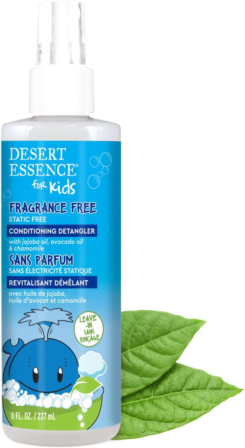 Desert Essence Kids Conditioning Detangler Spray cap and top angle view