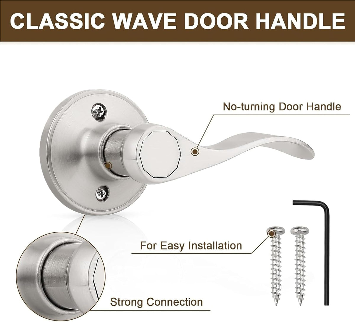 Zinc alloy wave style door handle close up finish