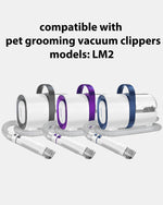 Stainless steel and ceramic pet clipper replacement blades close up view.