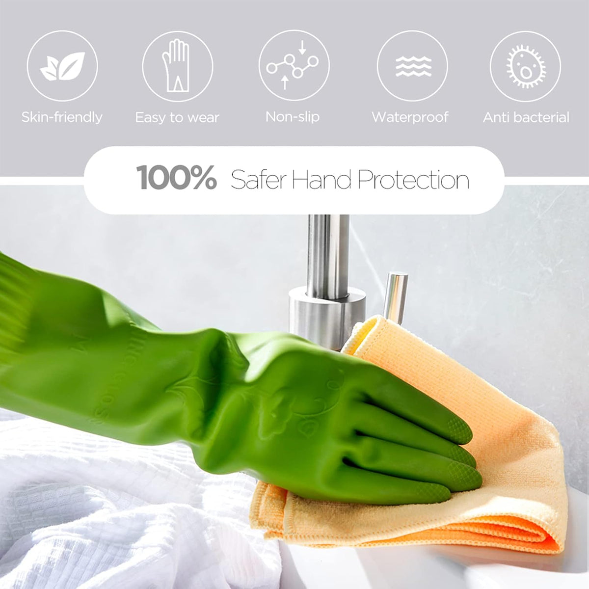 IUCGE reusable rubber cleaning gloves multi color pack