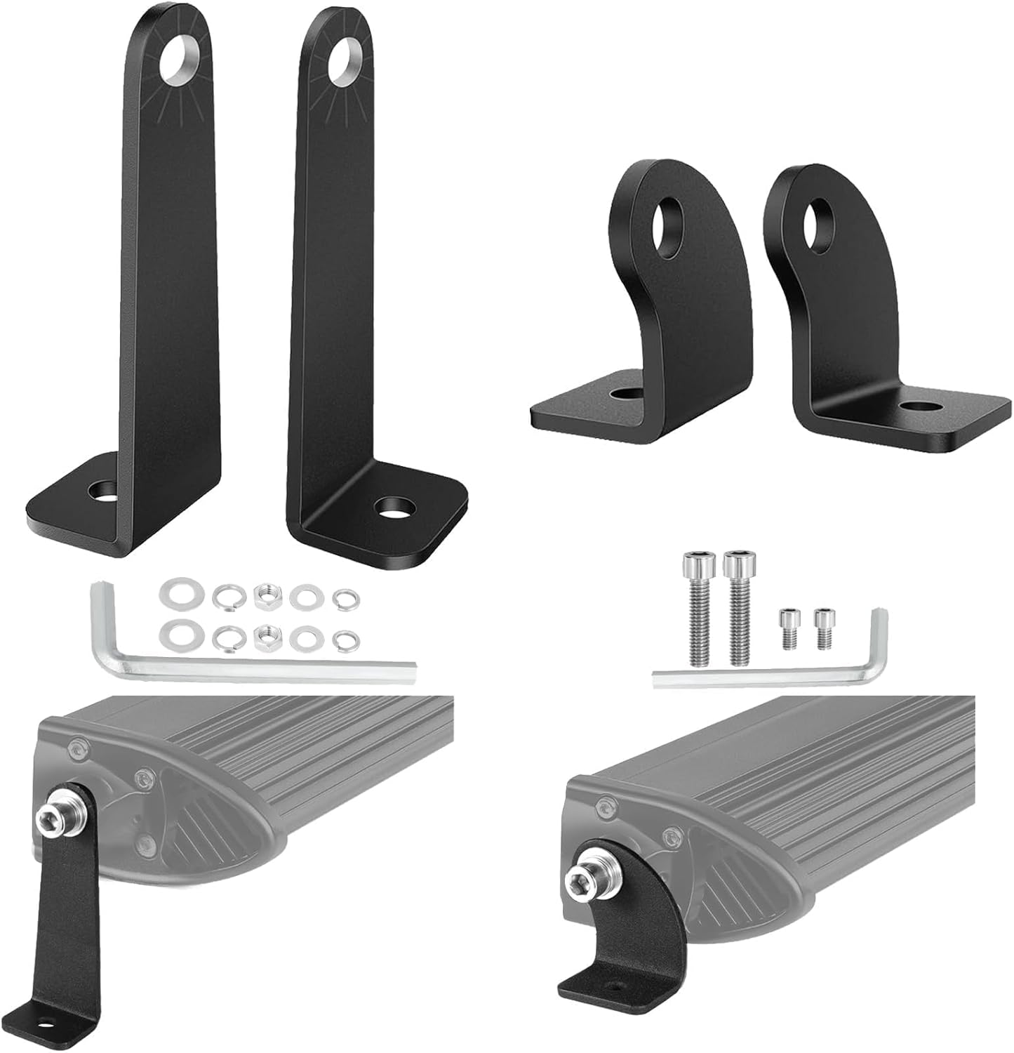 Swatow Industries universal LED light bar mounting brackets front view