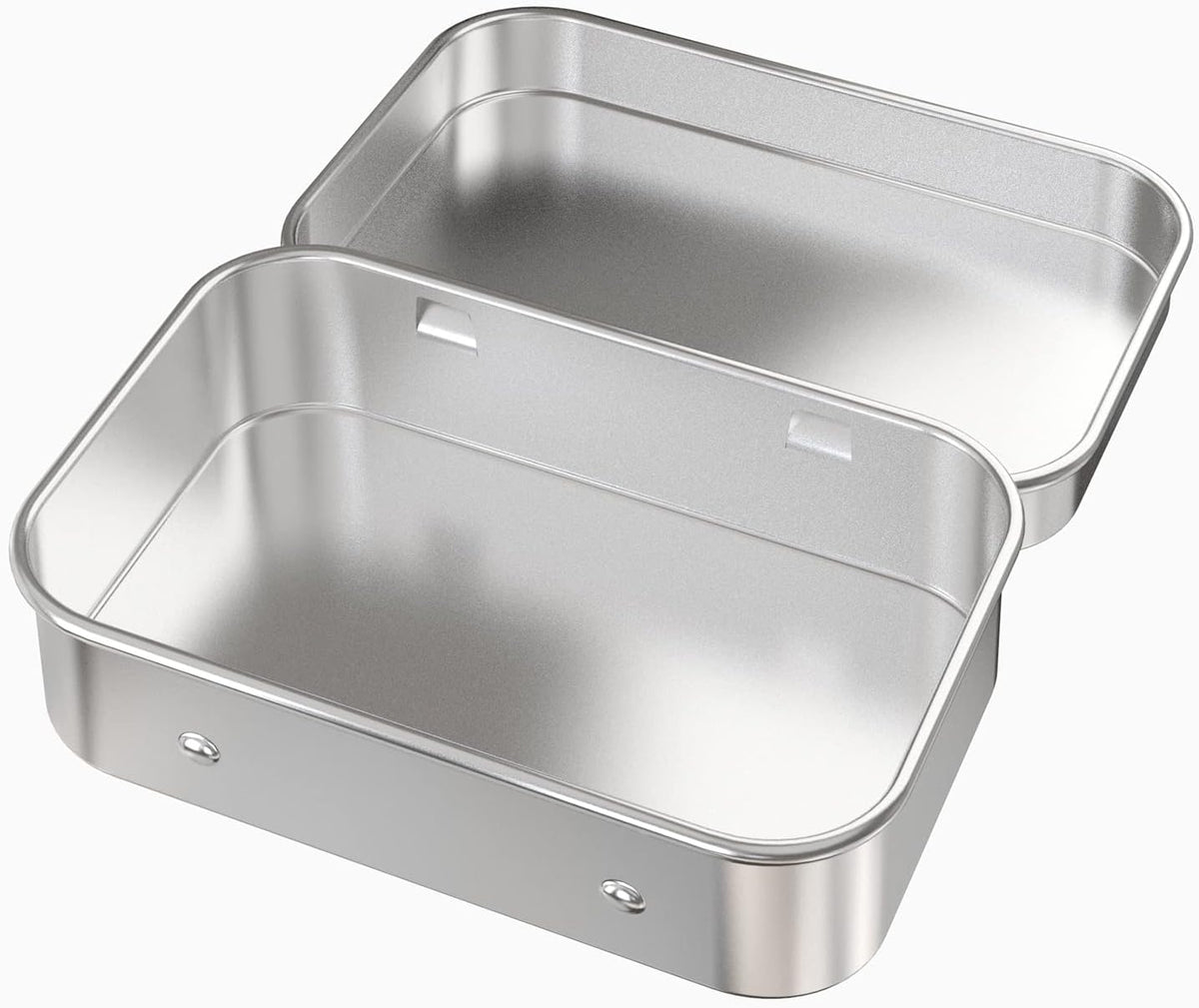 Hulless silver metal storage container open lid