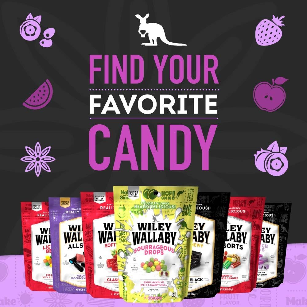 Nutrition label and ingredient details of Wiley Wallaby licorice
