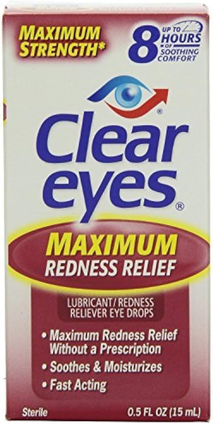 Clear Eyes Maximum Redness Relief Eye Drops front view bottle and box