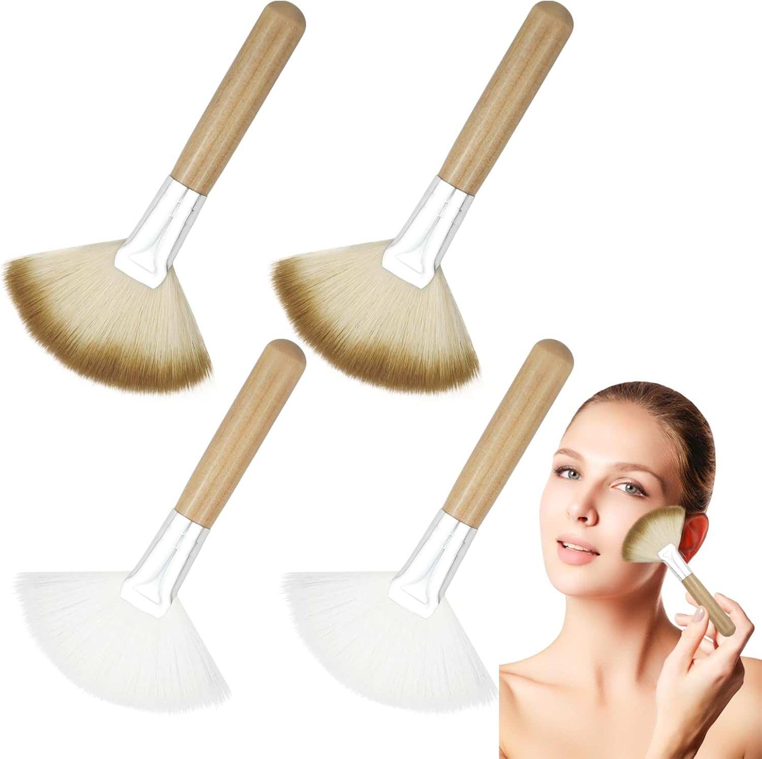 Thinslimer 4 pack fan brushes front view showing pink and white bristles
