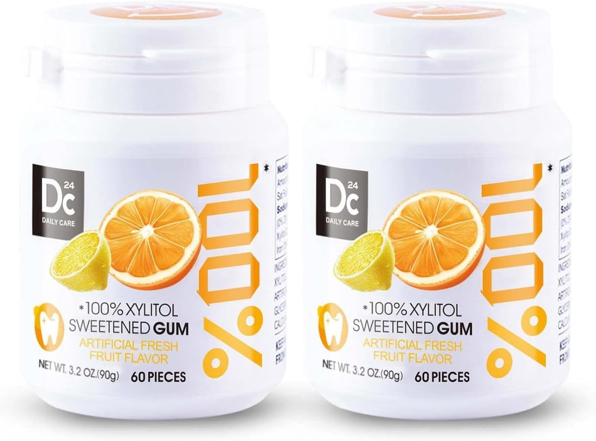 DC24 DAILY CARE 100% Xylitol Gum, No Aspartame, Sugar Free Peppermint Chewing Gum, Natural Flavors, Gluten Free, Vegan, 60 Pieces, Pack of 2 - Image 11