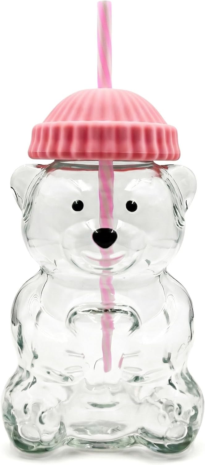 Krewchton glass bear cup front view tumbler