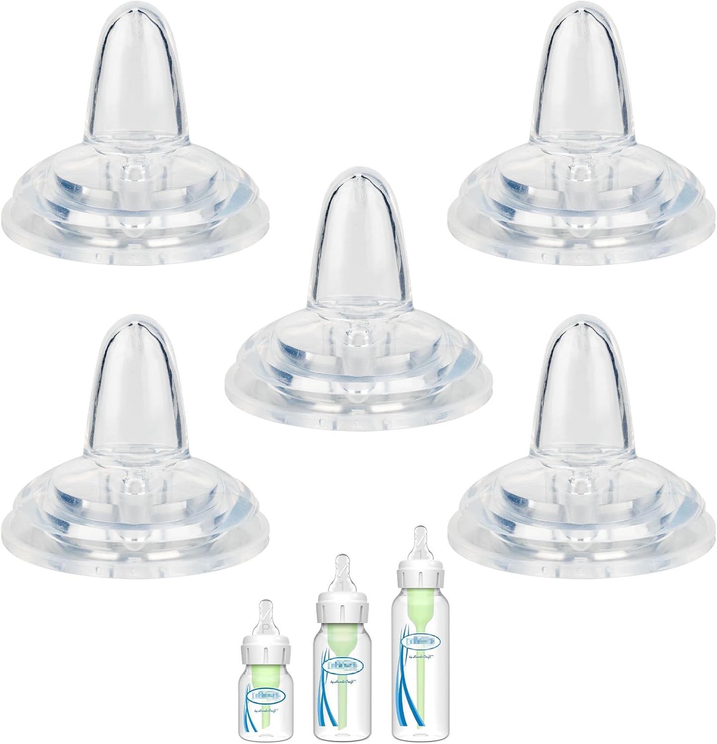 LSAUVWN sippy nipple front view showing the soft silicone transition spout design.