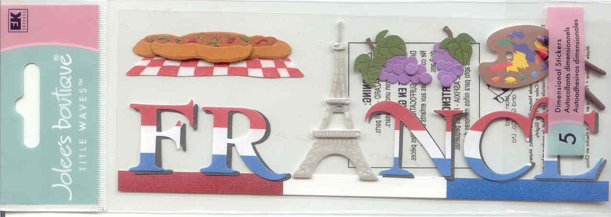 Jolees Boutique France Title Wave 3D Stickers front view craft supply