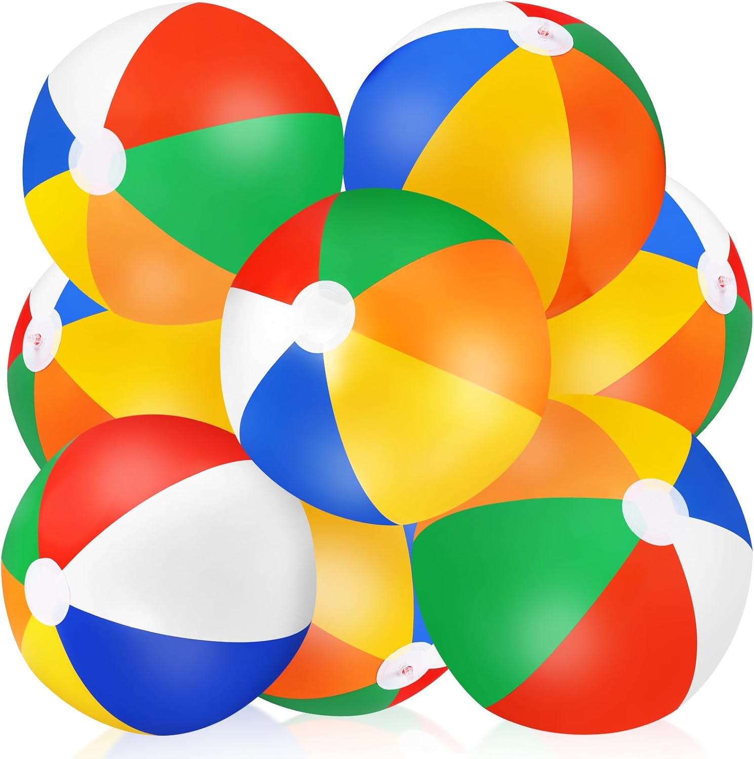 JOYIN large rainbow beach ball eight pack front view inflated pool toys