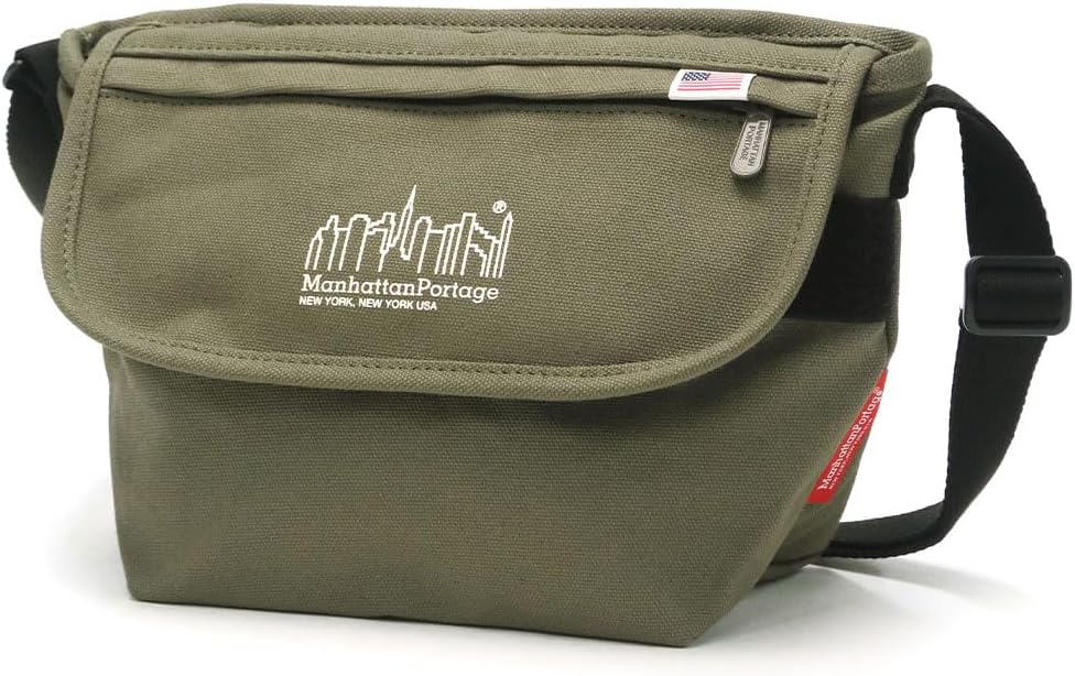 Manhattan Portage extra small canvas messenger bag olive front view